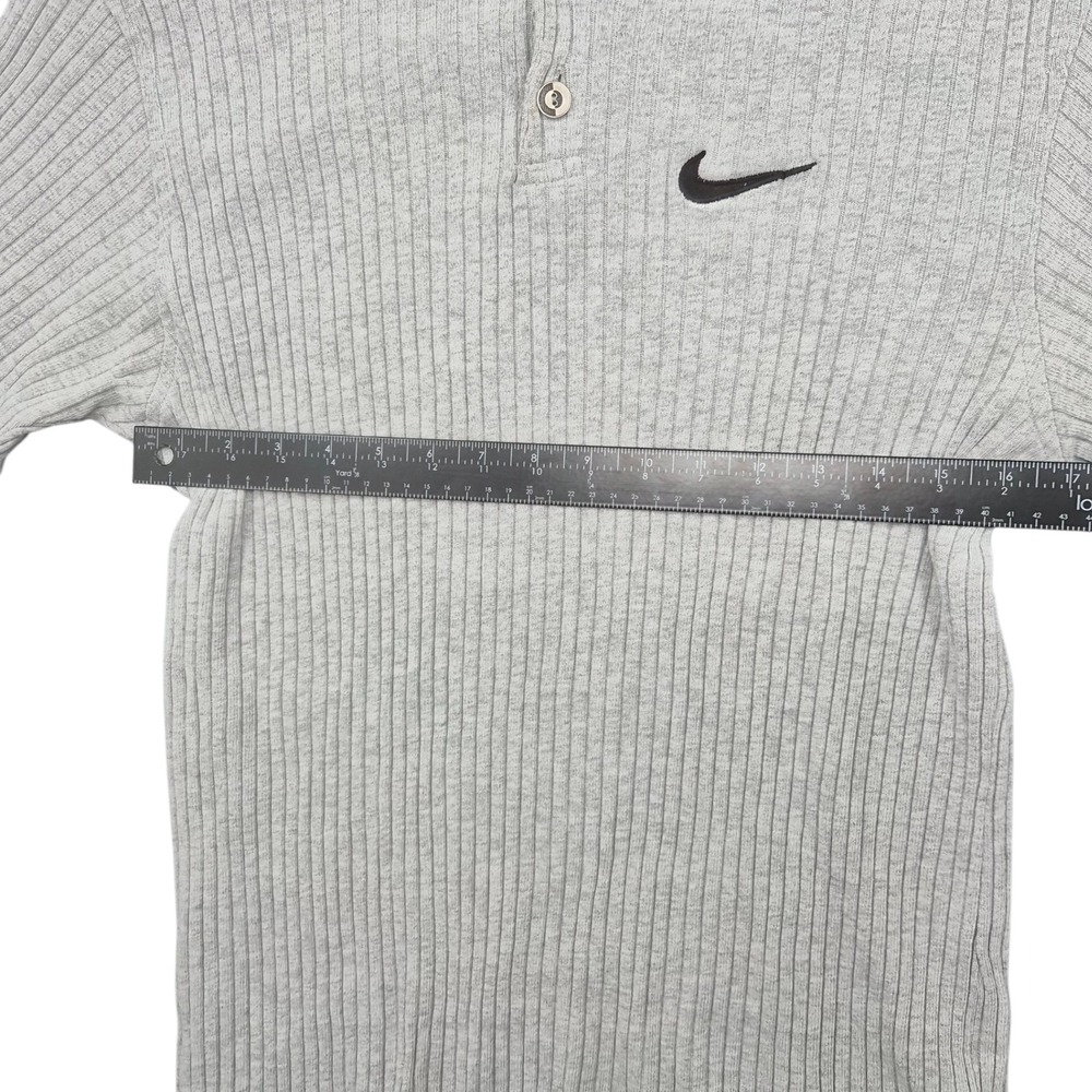 Vintage Nike Ribbed Polo Shirt Mens Large Gray Cotton Short Sleeve Made in USA - Picture 6 of 7